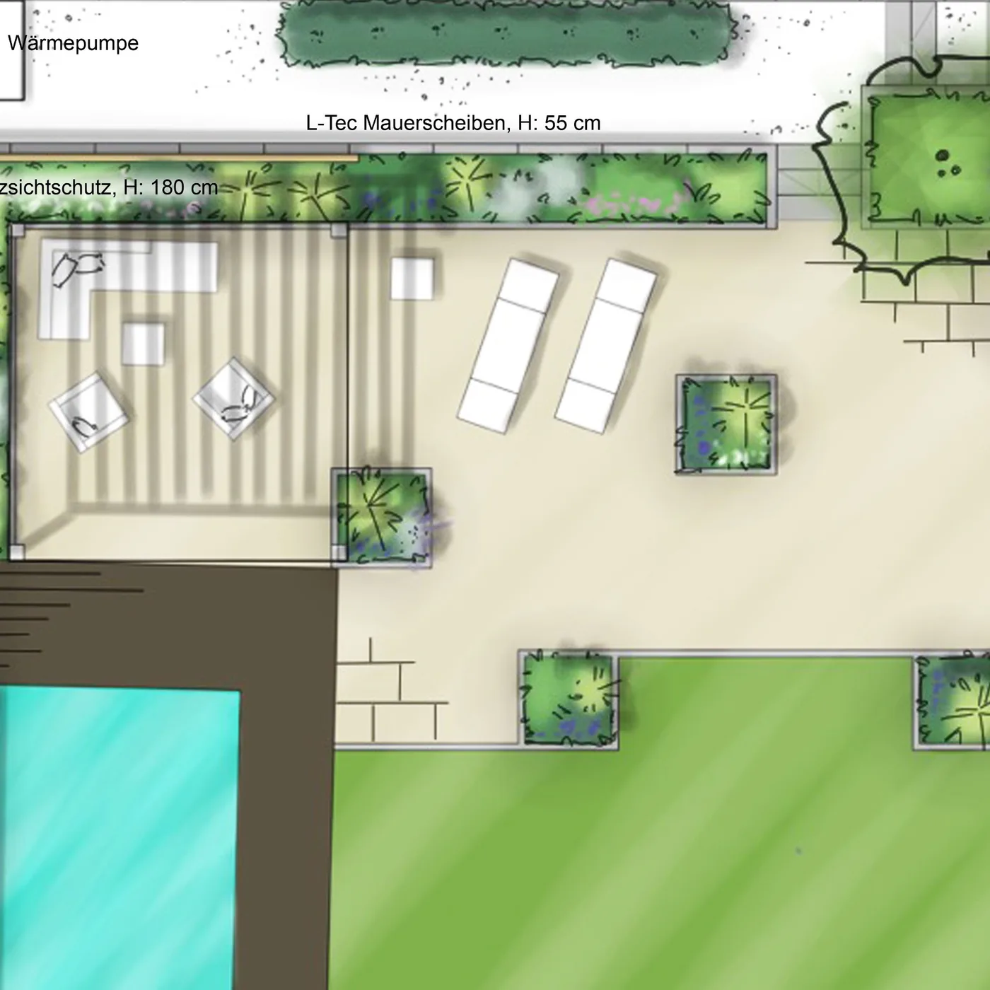 Grundrissplan inklusive Pool